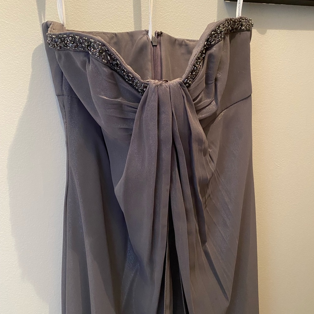 David’s Bridal Bridesmaids Maxi Dress, Grey, Size 2